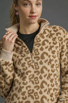 Leopard Print Quarter-Zip Sweatshirt