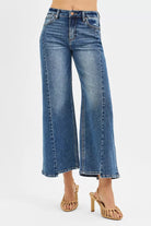High Rise Crop Wide Leg Jeans with Step Hem