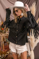 Suede Fringe Long Sleeve Jacket