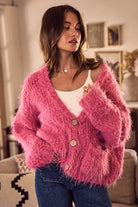 SO ME Soft Touch Hairy Loose Fit Cozy Sweater Cardigan