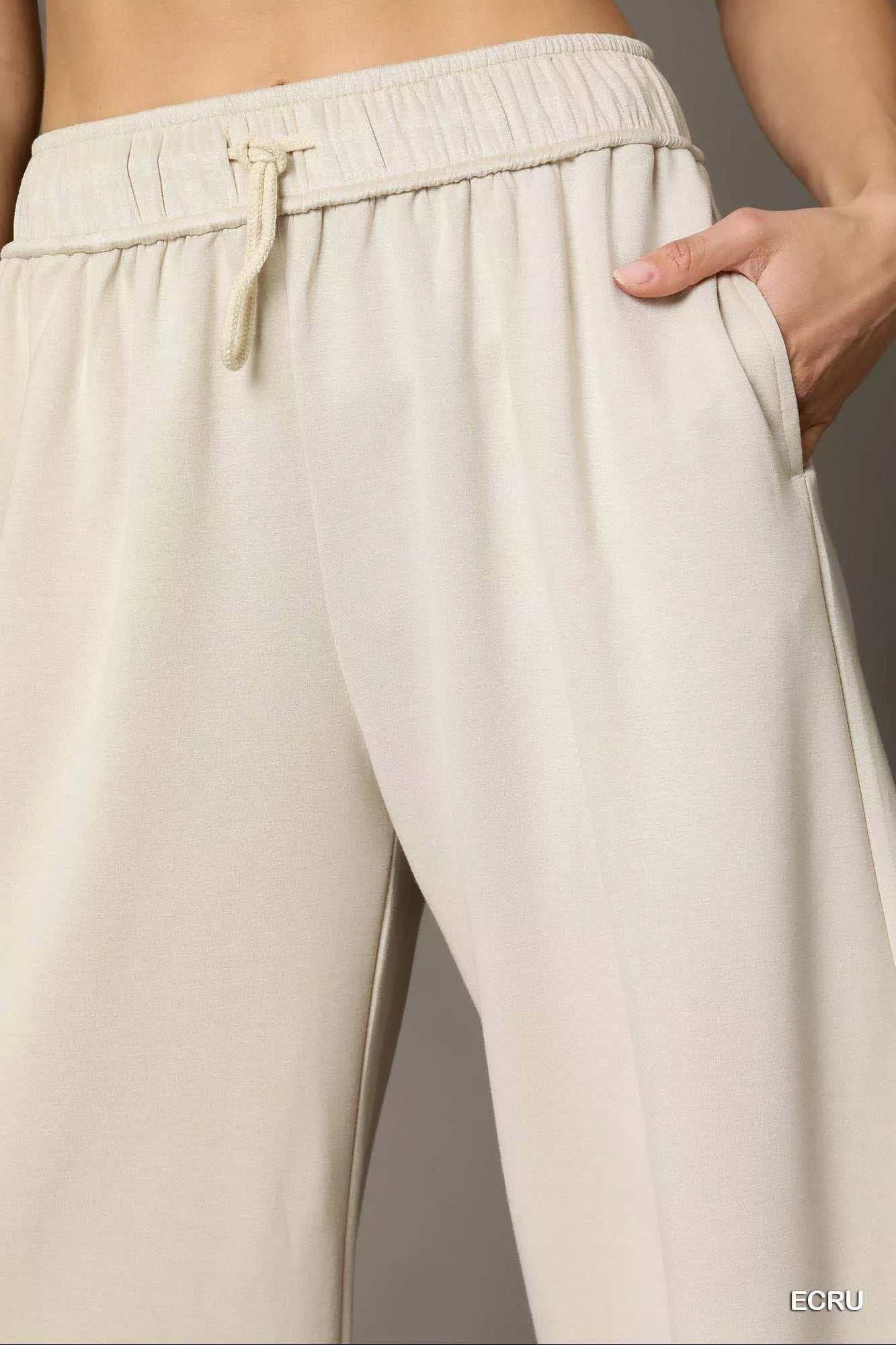 Elastic Drawstring Waistband Wide Leg Pants