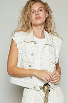 Asymmetrical Floral Denim Vest