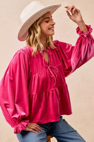 Velvet Bow Tied Blouse