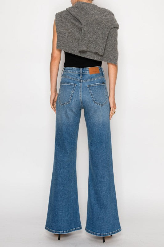 High Rise Tummy Control Relaxed Palazzo Jeans