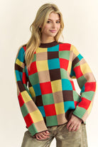 Color Block Checkered Sweater