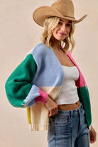 Color Block Open Front Cardigan