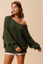 Loose Fit Exposed Seam Slouchy Boucle Sweater