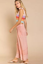 Elastic Waistband Wide Leg Pants with Drawstring