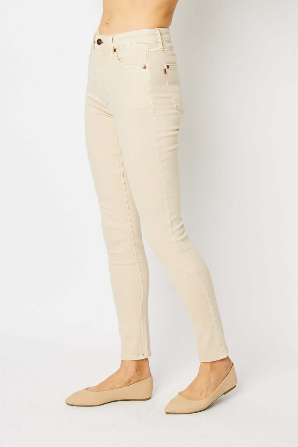 Garment Dyed Tummy Control Skinny Jeans