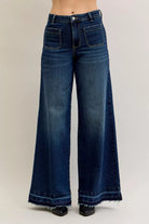 Judy Blue High Waist Palazzo Jeans with Front Patch Pockets