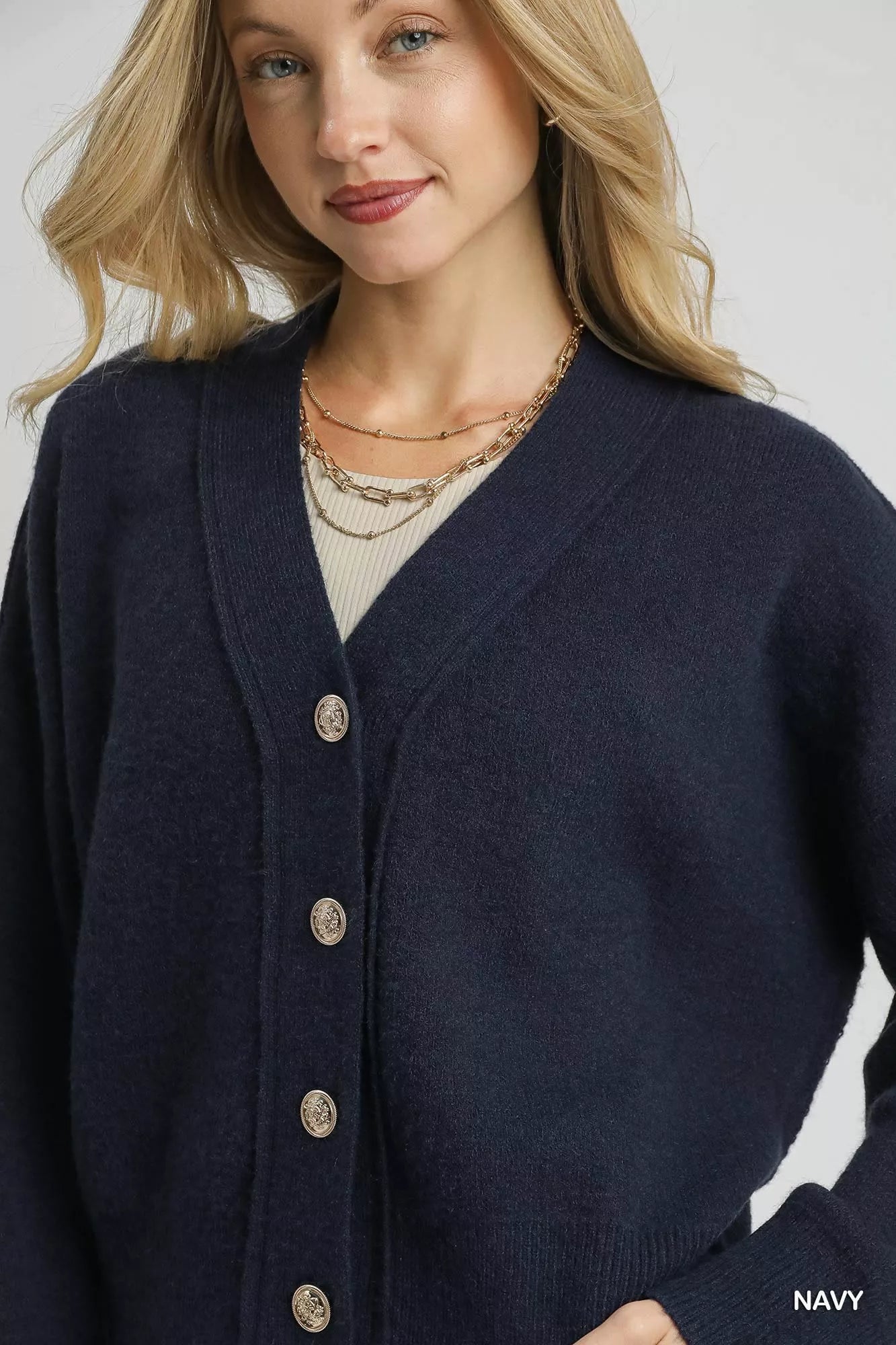 Button-Front Knit Cardigan