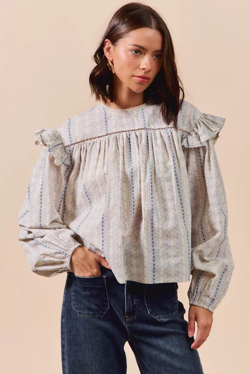 Floral Print Ruffled Blouse