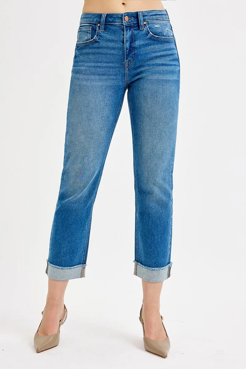 High Rise Boyfriend Fit Cropped Jeans
