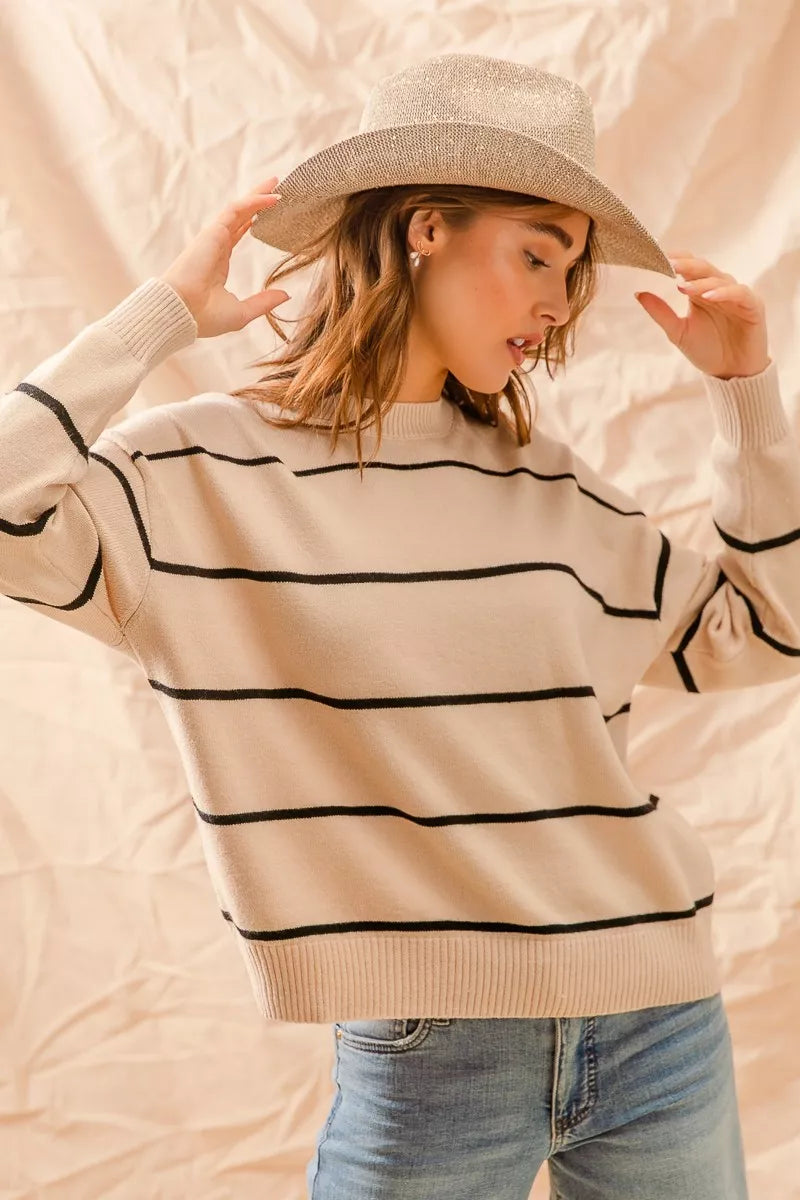 Stripe Crew Neck Sweater