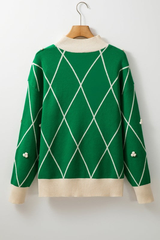 Geometric Diamond Long Sleeve Sweater