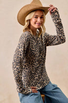 Leopard Print Washed Waffle Thermal Top