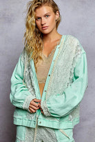 Exposed Seam Button Down Hooded Jacket