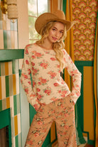 Floral Washed Waffle Thermal Top
