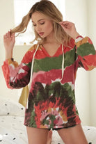 BiBi Tie Dye Knit Hoodie with Twill Tape