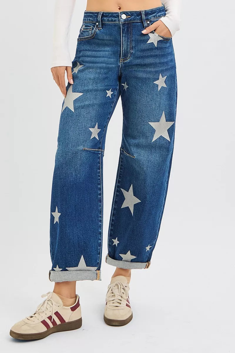 Mid Rise Ankle Length Relaxed Barrel Jeans