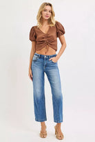 High Rise Crop Boyfriend Tapered Jeans