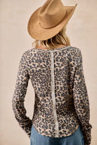 Leopard Print Washed Waffle Thermal Top