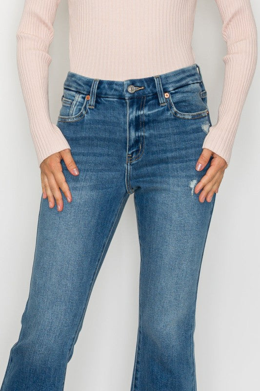 ECO FRIENDLY CORSET CROP FLARE JEANS