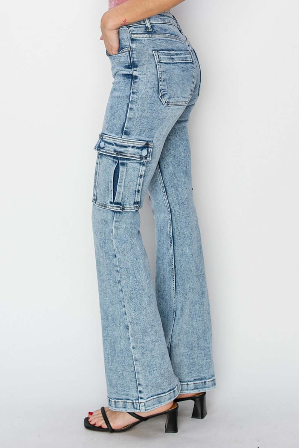 High Rise Cargo Flare Jeans