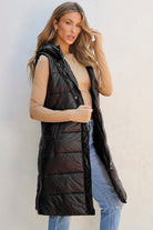 Quilted Long Hooded Vest