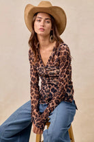 Leopard Printed Mesh Button Up Shirt