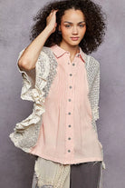 Button Down Front Pleated Shirt