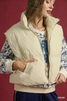 High Neck Puffer Vest with Zip Front