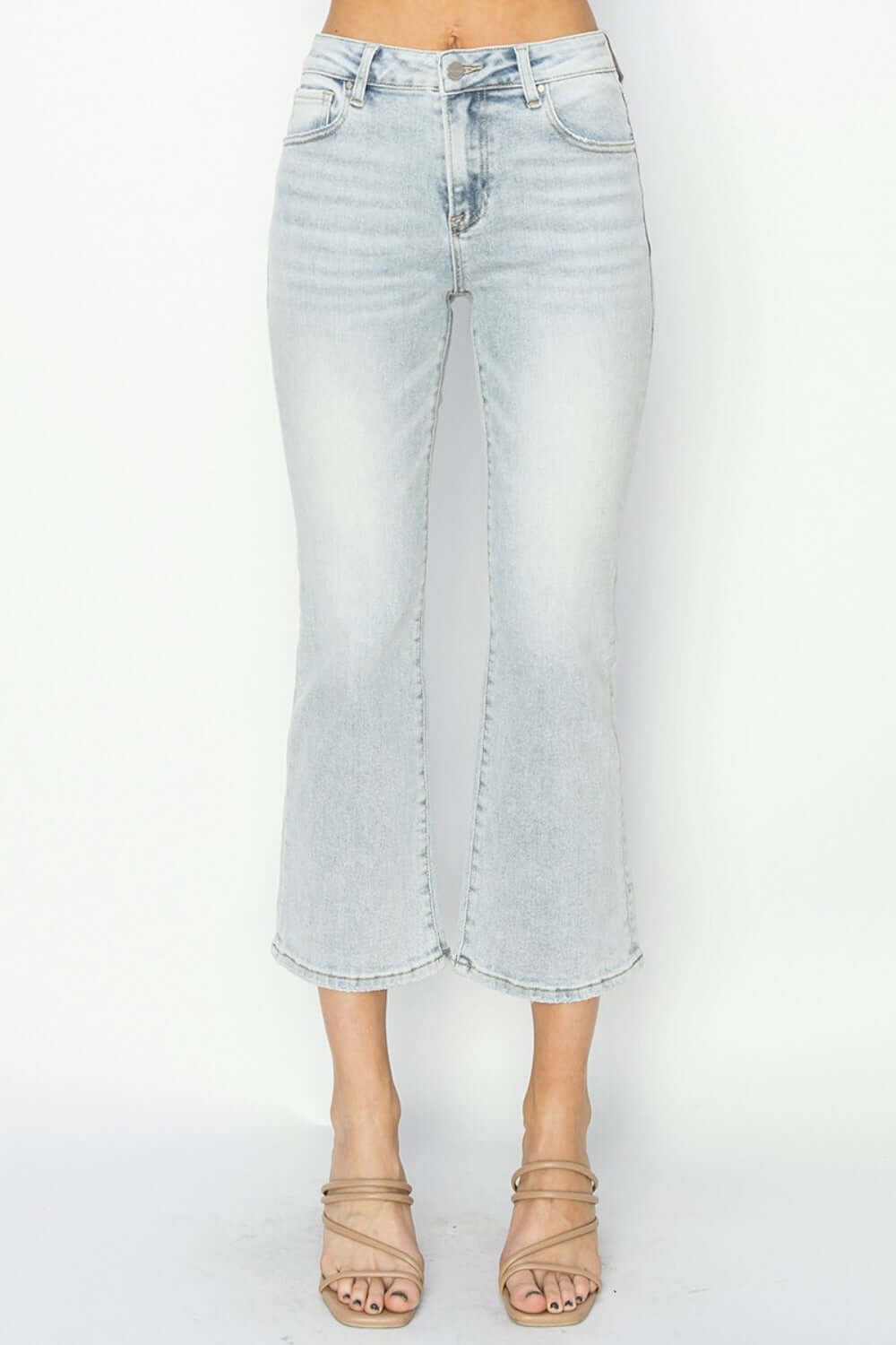 Mid Rise Cropped Flare Jeans