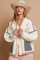 Embroidered Open Front Jacket