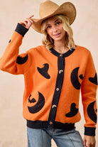 BiBi Halloween Witch Hat Moon Bat Artwork Cardigan
