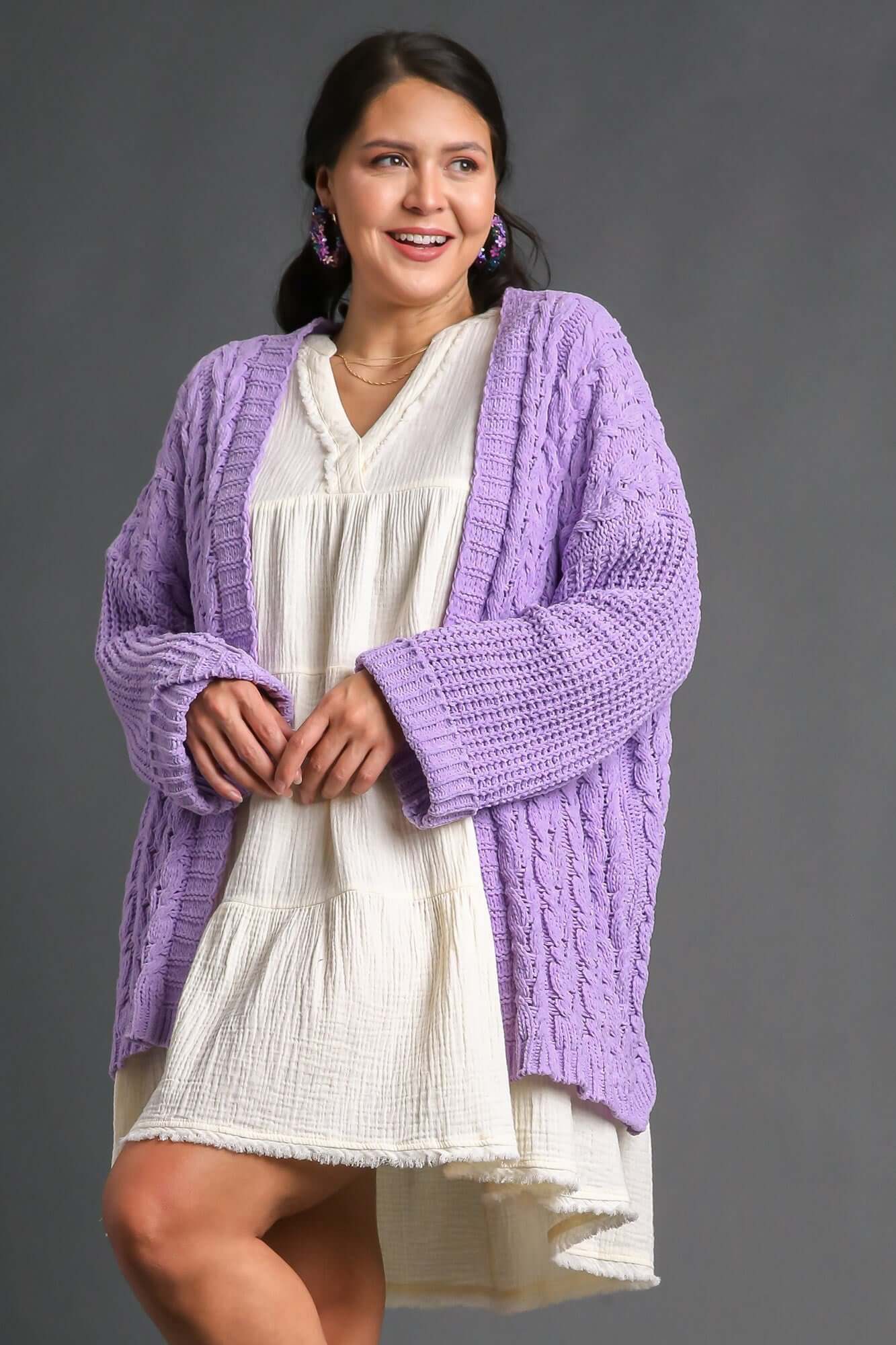 Cable Knit Open Front Cardigan