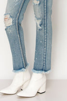 High Rise Distressed Straight Jeans