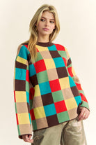 Color Block Checkered Sweater