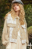 Crochet Patch Embroidered Button Up Jacket