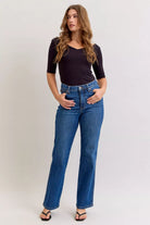 High Waist Tummy Control Straight Jeans
