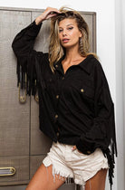 Suede Fringe Long Sleeve Jacket
