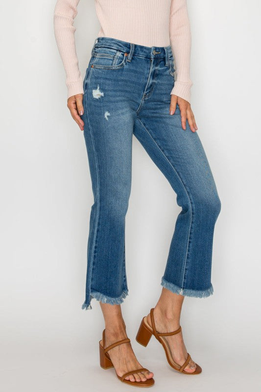 ECO FRIENDLY CORSET CROP FLARE JEANS