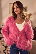 SO ME Soft Touch Hairy Loose Fit Cozy Sweater Cardigan
