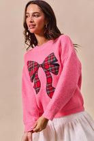 Plaid Ribbon Christmas Sweater