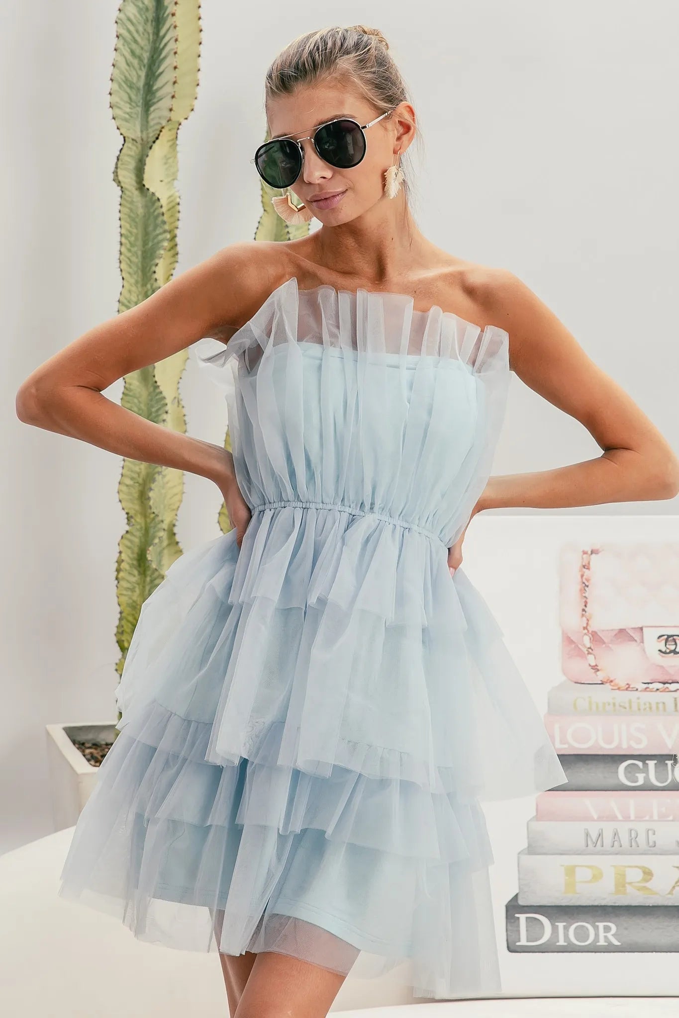 Sleeveless Layered Organza Dress