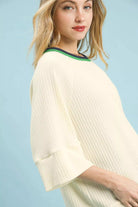 Ribbed Knit Top with Contrast Trim
