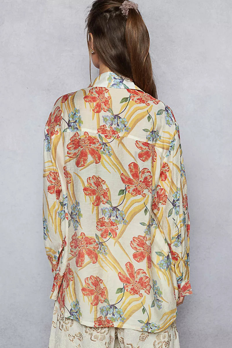 Floral Print Button Down hirt