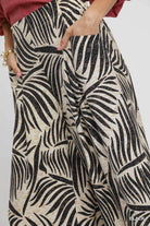 Palm Leaf Print Wide Leg Culotte Pants