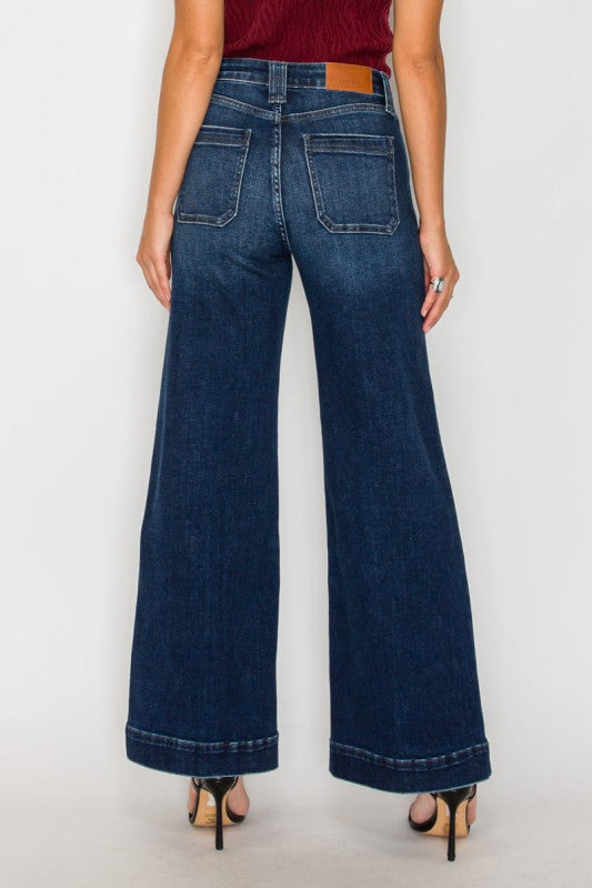 High Rise Tummy Control A-Wide Leg Fit Jeans