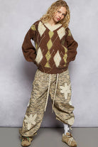 Argyle Pattern Mohair Sweater